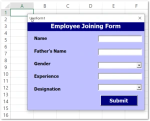Excel User Forms with design controls, validate input, save to sheet, and search/update